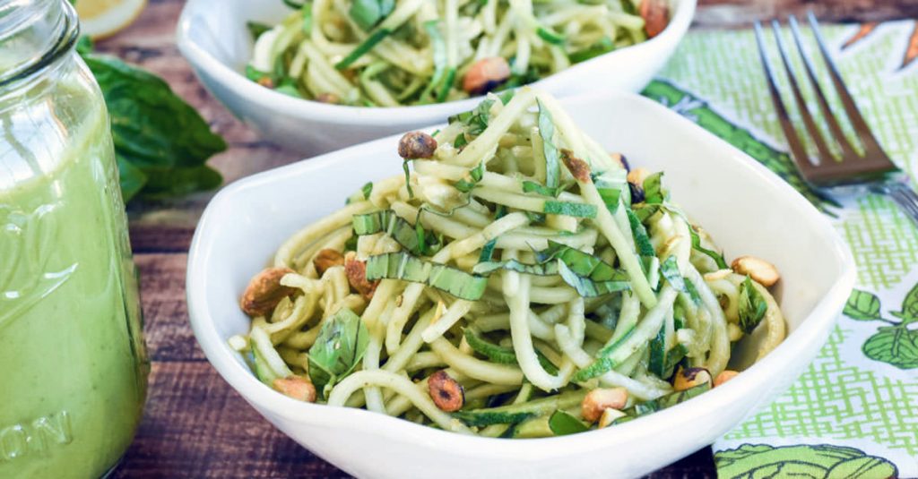 Nut Free Pesto and Fresh Zucchini Noodles