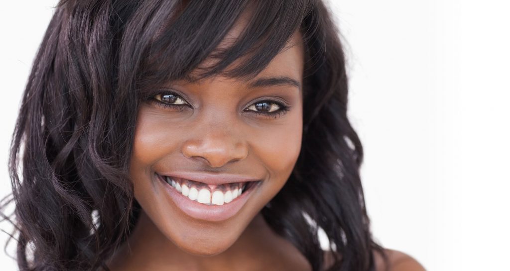 headshot of woman with clear skin