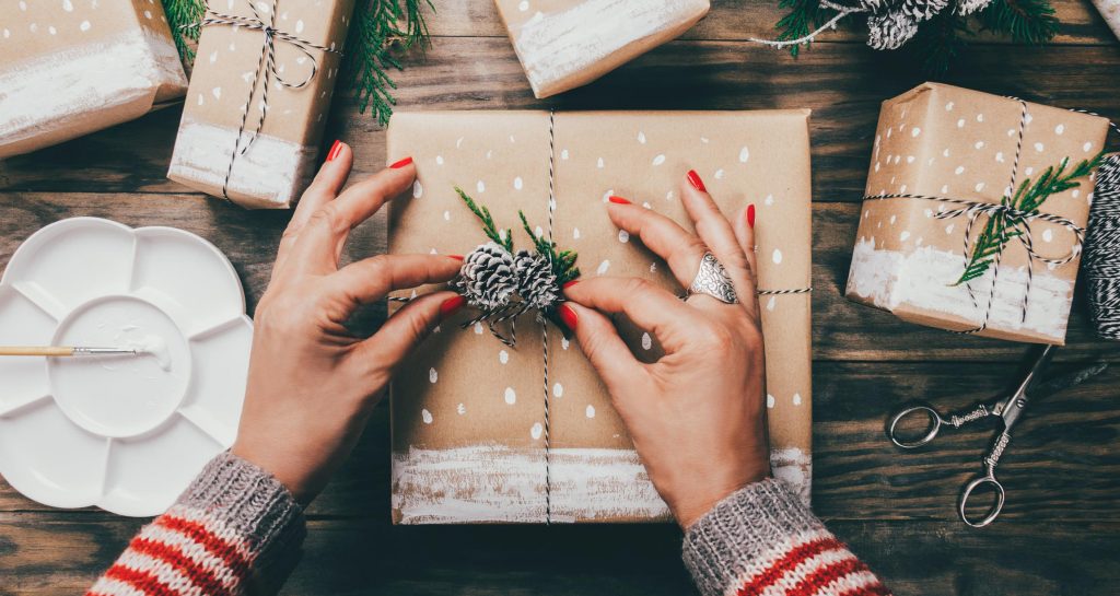 Wrapping a holiday gift