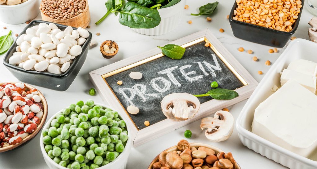 dishes full of plant-based protein