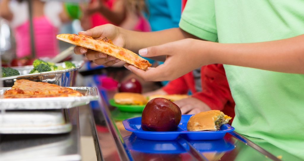 choosing pizza during school lunch