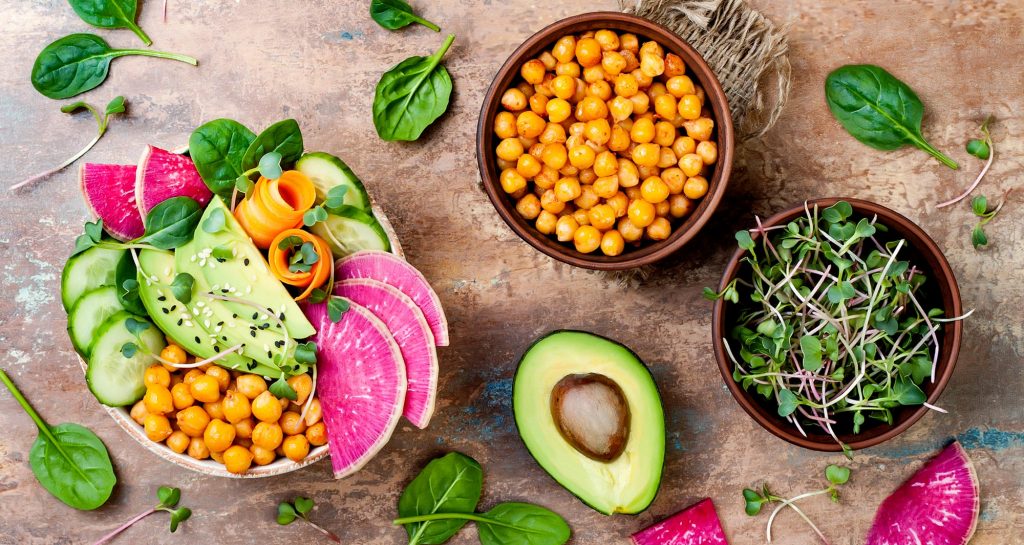variety of vegan foods