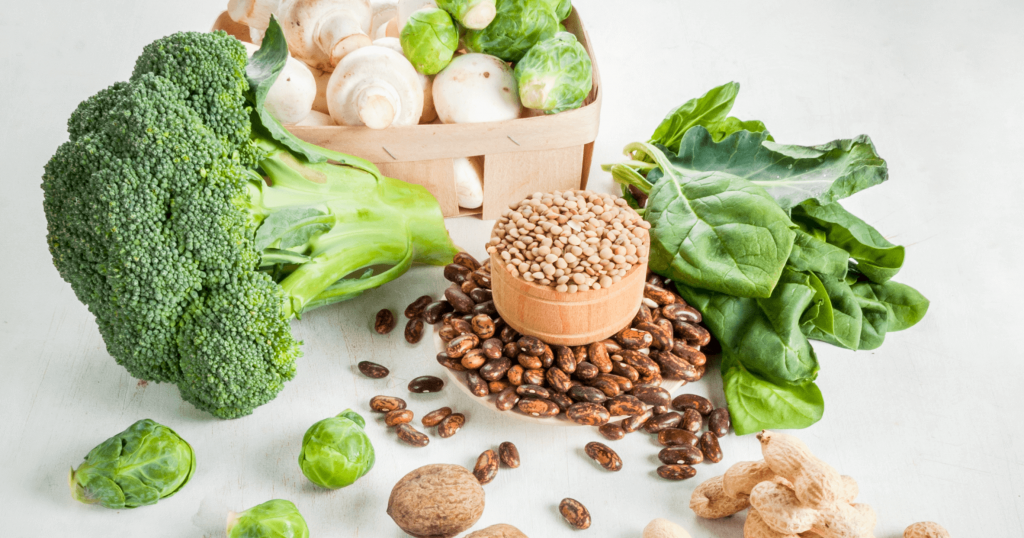 Leafy greens, nuts, and seeds
